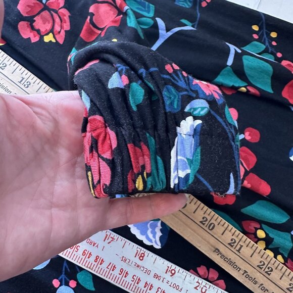 Loft Floral Black Long Sleeve Mini Dress Multicolor Medium Petite Rayon - Picture 7 of 10